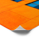 Blauw en oranje gebouw poster (Hoek)