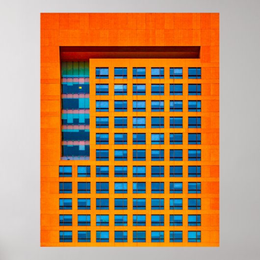 Blauw en oranje gebouw poster (Voorkant)