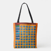 Blauw en oranje gebouw tote bag (Achterkant)