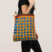 Blauw en oranje gebouw tote bag (Dichtbij)