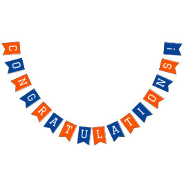 Blauw en Oranje Gefeliciteerd Afstuderen Vlaggetjes