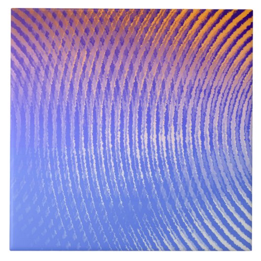 Blauw en oranje geluidsgolven patroon tegeltje (Voorkant)