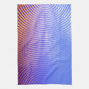 Blauw en oranje geluidsgolven patroon theedoek