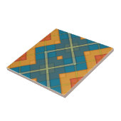 Blauw en Oranje geometrisch gevriesdroogd patroon Tegeltje (Zijkant)