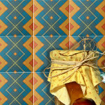 Blauw en Oranje geometrisch gevriesdroogd patroon Tegeltje<br><div class="desc">Moderne abstracte decoratieve tegel met een geometrisch patroon in tinten blauw en oranje.</div>