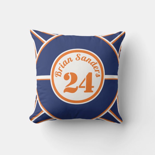 Blauw en oranje gepersonaliseerde kussensloop kussen (Voorkant)