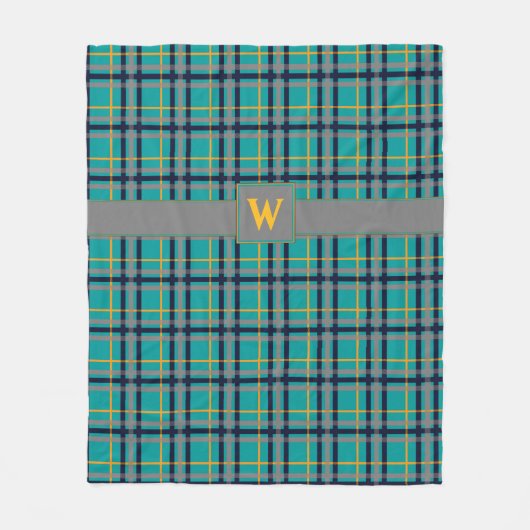 Blauw en Oranje geplakt rugdeel Fleece Deken (Voorkant)