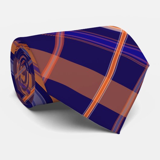 Blauw en Oranje geplakt Stropdas (Opgerold)