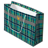 Blauw en oranje geruit cadeautas (Voorkant Gekanteld)