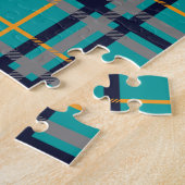 Blauw en oranje geruit puzzel (Zijkant)