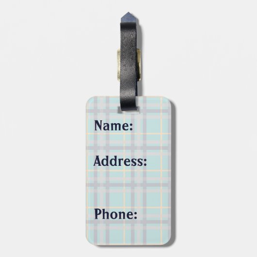 Blauw en Oranje geruite Bagagelabel (Achterkant verticaal)