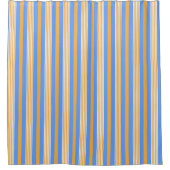 Blauw en Oranje gestreept gordijn (Voorkant)