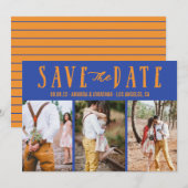 Blauw en Oranje huwelijk sparen de foto van de Dat Save The Date (Voorkant / Achterkant)