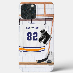 Blauw en Oranje IJshockey Monogram Truitje Case-Mate iPhone Case