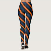 Blauw en Oranje kleine diagonale streep Leggings (Achterkant)