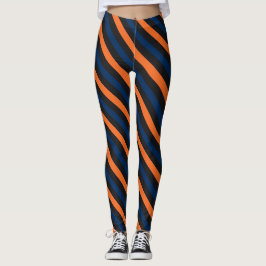 Blauw en Oranje kleine diagonale streep Leggings