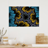 Blauw en Oranje koraal Poster (Keuken)