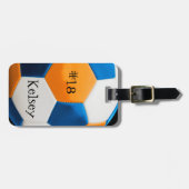 Blauw en Oranje Label voor voetballer Bagagelabel (Voorkant horizontaal)