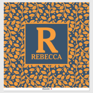 Blauw en Oranje lederen patroon Sticker