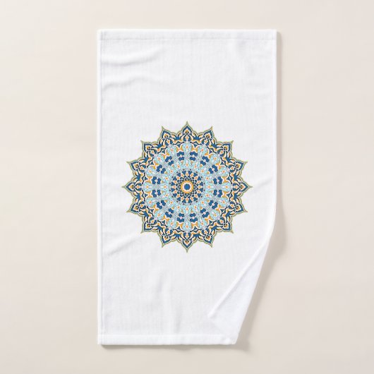 Blauw en Oranje Mandala Handdoek (Handdoek)