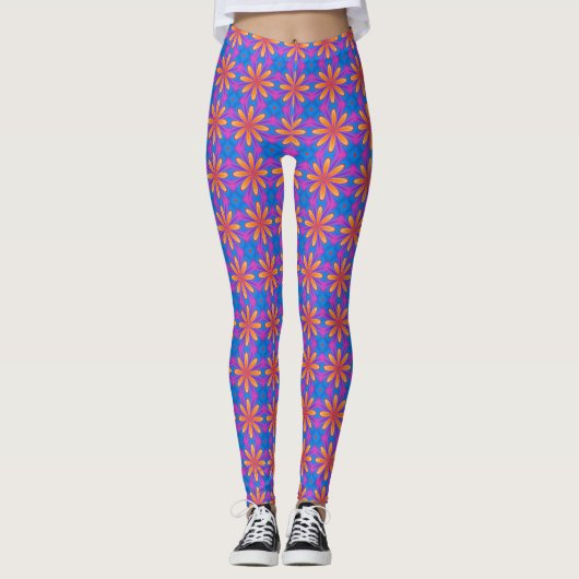 Blauw en Oranje Mandala Patroon - 8.30.22 Leggings (Voorkant)