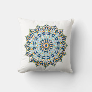 Blauw en Oranje Mandala Pillow Kussen
