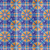 Blauw en Oranje mediterraan Spaans patroon Tegeltje