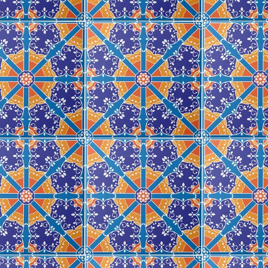 Blauw en Oranje mediterraan Spaans patroon Tegeltje