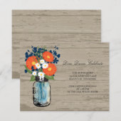 Blauw en Oranje Metselaars Pot Hout | Receptie Kaart (Voorkant / Achterkant)