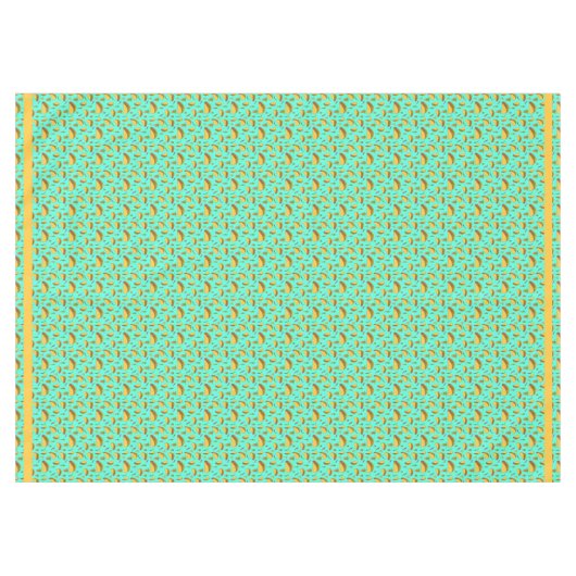 Blauw en Oranje Mexicaanse Tacos en Cactus Keuken Tafelkleed (Voorkant (Horizontaal))