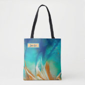 Blauw en Oranje modern artistiek gepersonaliseerd Tote Bag (Voorkant)