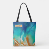 Blauw en Oranje modern artistiek gepersonaliseerd Tote Bag (Achterkant)