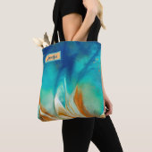 Blauw en Oranje modern artistiek gepersonaliseerd Tote Bag (Dichtbij)