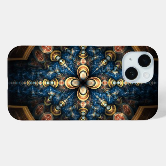 Blauw en Oranje modern Medallion Pattern Case-Mate iPhone Case (Achterkant (horizontaal))