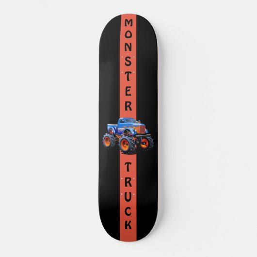 Blauw en Oranje Monster Truck 8 1/8" Skateboard (Voorkant)