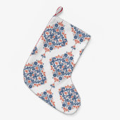 Blauw en oranje naadloos sierpatroon. Vinta Kleine Kerstsok (Voorkant (Hangend))