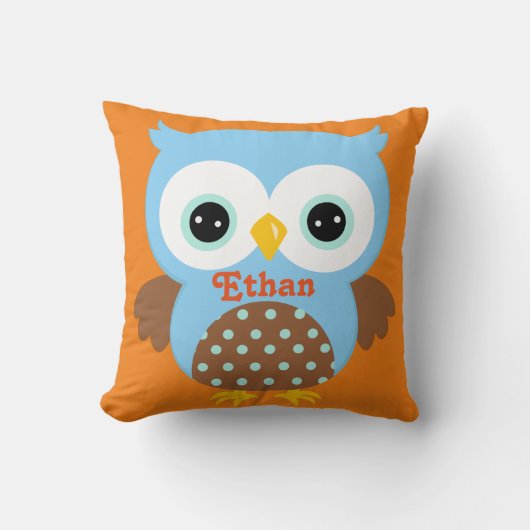 Blauw en Oranje Owl Keepomwille Cushion Baby Cusft Kussen (Voorkant)