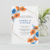 Blauw en Oranje papaverig Geometrisch huwelijk (Staand voorkant)