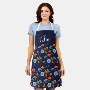Blauw en Oranje papaverzaad Schort