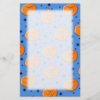 Blauw en Oranje pompoenpatroon Briefpapier