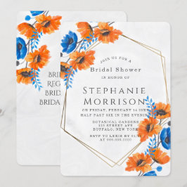 Blauw en Oranje Poppy Gold Vrijgezellenfeest Kaart