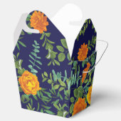 Blauw en Oranje Roos Floral Modern Wedding Bedankdoosjes (Geopend)