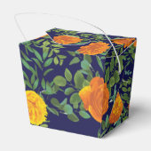 Blauw en Oranje Roos Floral Modern Wedding Bedankdoosjes (Achterkant)