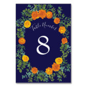 Blauw en Oranje Roos Floral Modern Wedding Kaart (Voorkant)