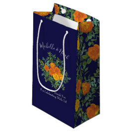 Blauw en Oranje Roos Floral Modern Wedding Klein Cadeauzakje