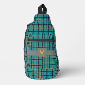 Blauw en oranje ruit sling bag (Voorkant)