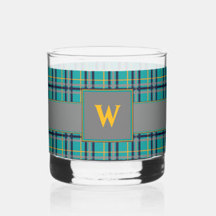 Blauw en oranje ruit whisky glas