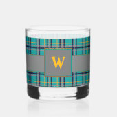 Blauw en oranje ruit whisky glas (Achterkant)