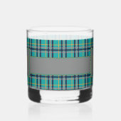 Blauw en oranje ruit whisky glas (Links)