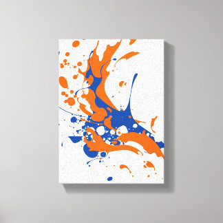 Blauw en Oranje schilderplaatje Canvas Afdruk